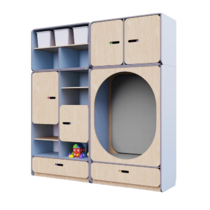 Детская стенка с местом для хранения и овальной зоной отдыха из коллекции «НЕГА» (цвет голубой) - «globural.ru» - Чебоксары