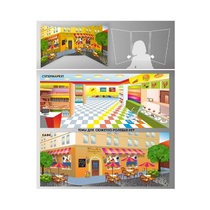 Стенд для сюжетно-ролевых игр 2-х сторонний (супермаркет, кафе) - «globural.ru» - Чебоксары