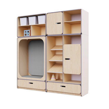 Детская стенка с местом для хранения и прямоугольной зоной отдыха из коллекции «НЕГА» (цвет бежевый) - «globural.ru» - Чебоксары